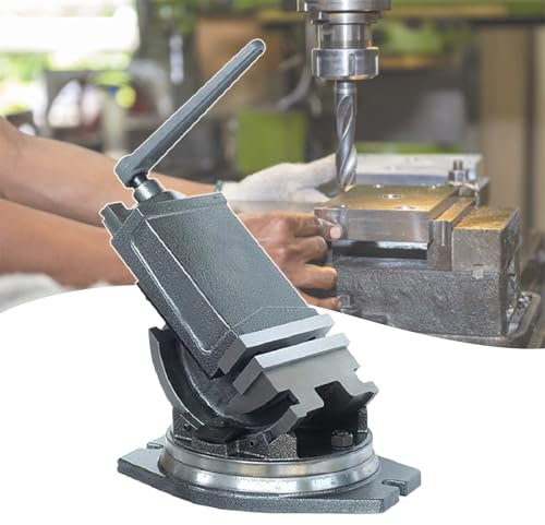 5-Inch Heavy Tilting Precision Angle Flat-Nose Pliers Milling Machine, 100/130mm Tilting Rotary Vice with Tilt Vise Angle Solid Tilt Vise, Table Vice,100mm