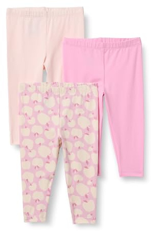 Amazon Essentials Baby Girls' Leggings, Pack of 3, Pink/Apples, 18 Months