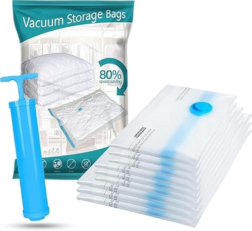 Urban London Bolsas de almacenamiento al vacío de alta calidad, reutilizables, a prueba de polvo, paquete de 9 bolsas de compresión a prueba de fugas con doble cremallera para ropa, ropa de cama