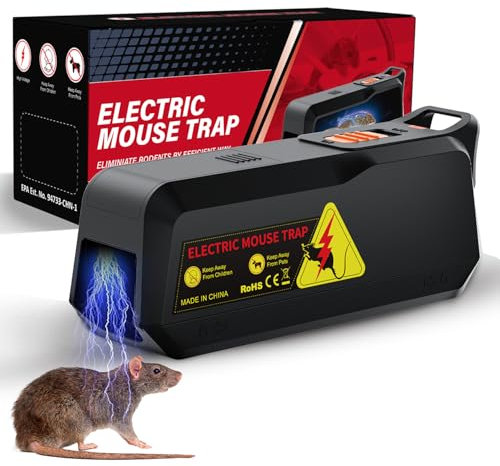 Piege a Rat Electrique, Jkevow Piège à Souris 2000V Tension puissante pour Tuer Les Rats instantanément, Piège à Rat pour Cuisine Maison Grenier -Efficace sur Petit Souris