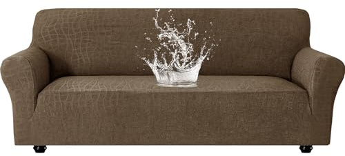 Ystyle Funda Sofa 3 Plazas con Reposabrazos, Elasticas, Café Claro | Ajustables Fundas Sofa Elasticas, Universales Cubre Sofas Anti Gatos Perros, Couch Cover Antideslizante Antimanchas Lavable