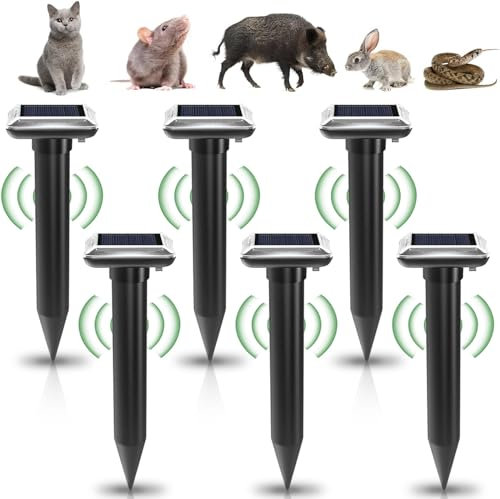 GAOUTO Lot de 6 Répulsifs Taupes Solaire Étanche IP65, Ultrasons Dissuasion Taupe à Énergie Solaire, Répulsif Campagnols pour Jardin, Dispositif Anti-Taupes et Lutte Contre Les Nuisibles