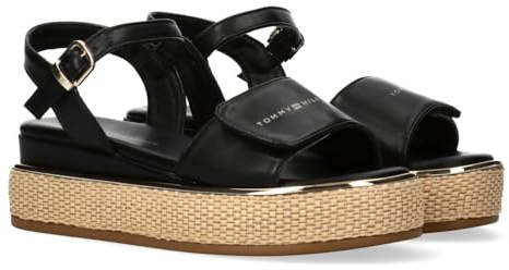 Tommy Hilfiger Sandali con plateau e logo, Celia, Nero, 37