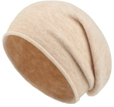 Zylioo XX-Large Slouchy Style Baggy Beanie for Women,Really Big Winter Warm Hat,Large Wool Knit Hats for Men Beige
