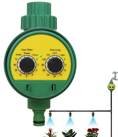Programadores De Riego para Mangueras De Jardín - Herramienta De Programación para Irrigación Exterior | Temporizador De Riego Programable Impermeable con Dobles Mandos para Exterior: Paisajismo,