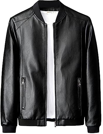 Veste d'hiver pour homme - Veste blouson pour homme - Saison d'automne pure - Coupe-vent - Imperméable - Sport décontracté - Veste en cuir, Noir , M