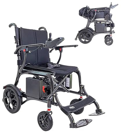 KMINA Sedia a Rotelle Elettrica Pieghevole in Fibra di Carbonio (12,5 kg), Ultraleggera, 2 Batterie Rimovibili, 500 W, 7 km/h, Freno Elettromagnetico