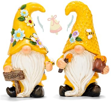 twinbling 2PC Bee Gnome Decorations for Home,Indoor Honey Gnomes Figurines,Valentine Decor Tiered Tray Ornament for Kitchen Display,Birthday for Women Mom Grandma