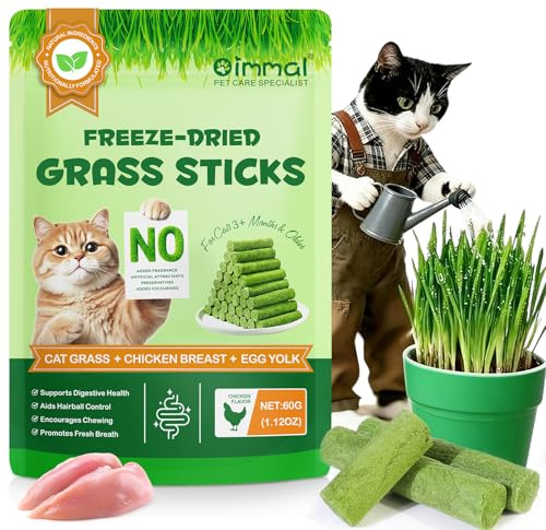Cat Grass Treats & Cat Dental Treats for Indoor Cats, Made with Feline Grass & Chicken Breast, Healthy Temptation Cats Treat for Training, Snacking & Dental Care, Natural Kitten & Adult Kitty Biscuits