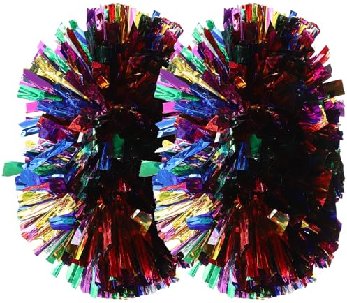 Gatuida Pompons de Cheerleading 2 Pièces à Poignée Confortable Finition Brillante pour Accessoires de Performance et Événements Festifs