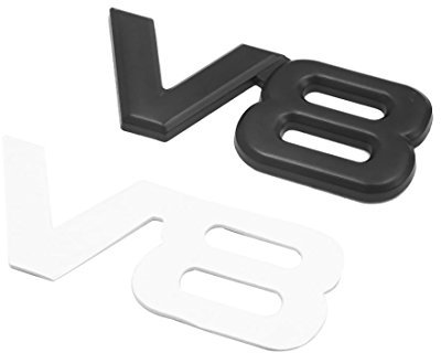 sourcing map Schwarzes Metall-V8-Muster, selbstklebend, für Auto, Fahrzeug Abzeichen, Emblem Aufkleber Dekoration