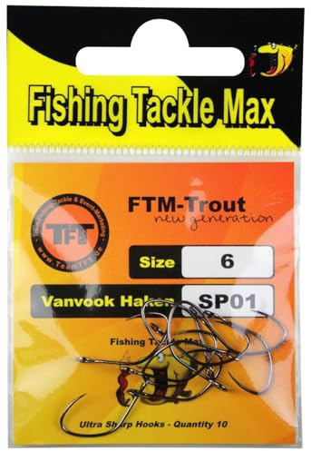 FTM Spoonhaken ohne Widerhaken - 10 Forellenhaken für Blinker, Größe:6