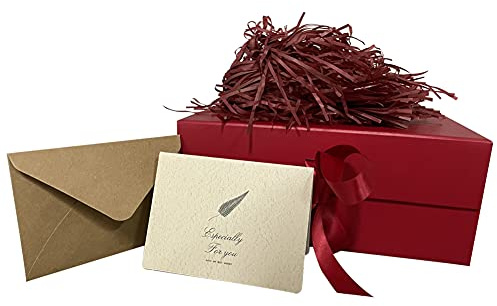 Caja De Regalo Rojo, Caja De Regalo Vacío Con Tapa Magnética Y Cinta,Caja De Regalo De Cartón Para Embalaje De Regalos, Regalos De Cumpleaños