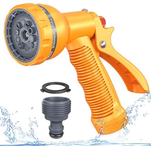 HOMOZE Hose Pipe Spray Gun 10 Spray Patterns Garden Hose Spray Gun, Light-Weight/Durable/Ease to Use Compact Lockable Multi-Task Hose Spray Gun