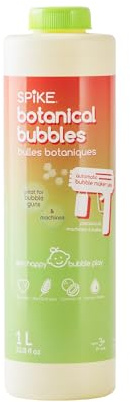 SPIKE Innobaby Botanical Bubble Refill For Sensitive Skin - Mess Free Non Sticky - 1 Liter (33.8 fl.oz.) For Bubble Gun & Machine - Ready to Use - Non Sticky - Non Toxic
