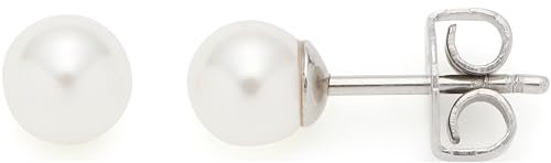 JEWELS BY LEONARDO Ohrstecker Almina 1 Paar • Ohr-Schmuck aus silberfarbenem Edelstahl • schlichter und klassischer Perlen-Stecker • Schmuck Geschenk für Frauen • 023537
