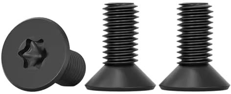 Drenky 20 Piezas M4 x 10mm Tornillos Cabeza Avellanada Torx Tornillos Para Metales Acero Inoxidable Tornillo Mecánico Para Equipos De Maquinaria Y Muebles Para El Hogar, Rosca Completa, Negro