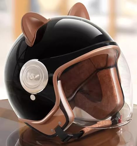 SJAPEX Casque Intégral Rétro pour Garçons Et Filles, Homologué ECE, Casque Vintage pour Enfants 3/4, Casque Confortable pour Enfants avec Boucle À Dégagement Rapide 3,48~55cm