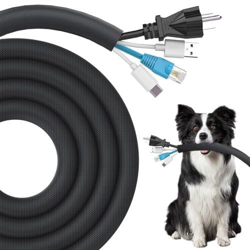 Kabelschlauch Selbstschließend, Kabelschutzgitter Hund und Katze, Kabelkanal vor Dem Kauen Von Haustieren, für TV und Computer, Versteckten Kabelschutz und Kabelverwaltung (10mm-4m,Schwarz)