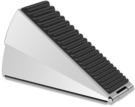 Strongest Large Door Stopper, Heavy Duty Stainless Steel Spring Door Stop, Tall Door Stop Up to 3 Inch, Non-Slip Rubber Grip, Door Wedge, Door Jammer, Door Weight (Silver, 1 Pack Large)