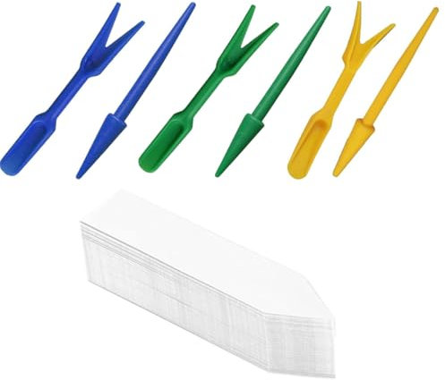 WeddHuis Set de 3 Piezas con Etiquetas, Herramientas de Trasplante para Plántulas, Palillo y Horquilla para Sembrar, Trasplantar, Cambiar Tierra, Macetas (15cm)