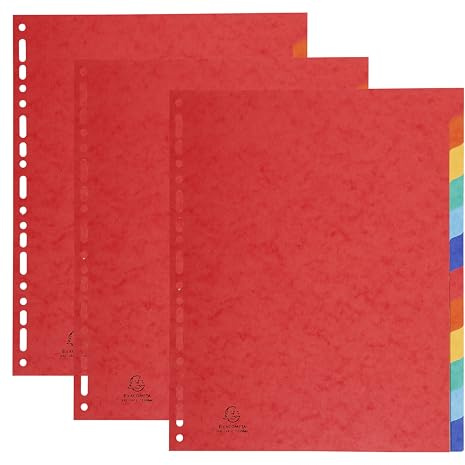 Exacompta 3-pack registerset flexibel kartong 12 blanka flikar A4 Maxi