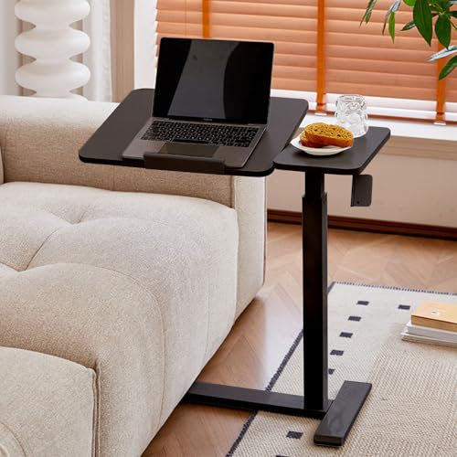 Mesa portatil Ordenador Escritorio con Ruedas Escritorio de Pie Móvil con Altura Ajustable 66-104CM Estación de Trabajo de Pie Mesa Auxiliar para Oficina, Sala de Estar, Dormitorio (Negro)
