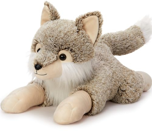 MorisMos Giant Wolf Soft Toys, 77cm Big Brown Wolf Teddy Stuffed Animals Kawaii Large Soft Cuddly Toy, XXL Fluffy Gift for Boys Girls Birthday Christmas Deco