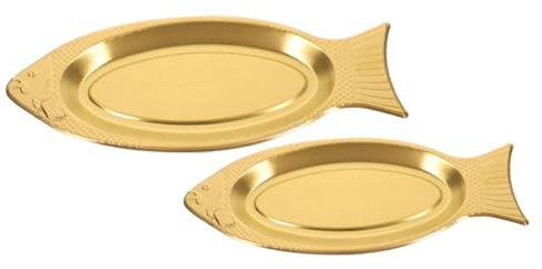 GLEAVI 2piezas Plato Decorativo Para Aperitivos Acero Inoxidable Forma De Pez Para Casa