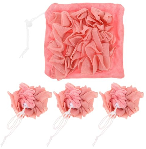PACKOVE 4pezzi Saponetta Luffa Rete Doccia Schiumogeno Sacchetto Esfoliante Corpo Pouf Bagno Uomo Donna Salvaspazio Asciugatura Rapida