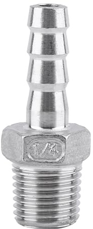 SS304 rostfri slangnippel med utvändig gänga – rak slangkoppling 1/8–3/4 (1/4''*8mm)
