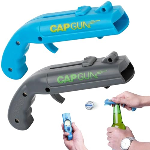 2 PCS Abrebotellas Pistola, Abridor de Botellas, Cap Gun, Abridor Cerveza, Abridor de Botellas de Cerveza, Abridor Pistola para Inicio Bar Fiesta Beber