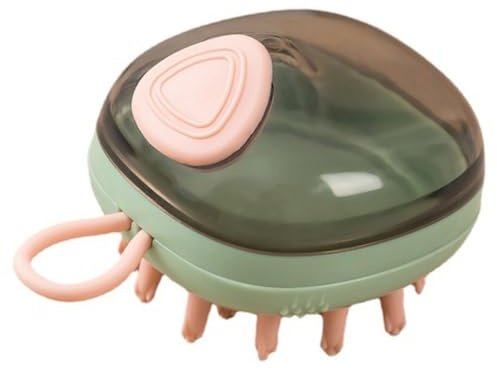 HOMSFOU Cepillo de Masajeador de Silicona para Cuero Cabelludo, Color Verde Claro, Pequeño y Portátil, para Limpieza y Masaje de Champú, Adecuado para Ducha y Cuidado Capilar Diario