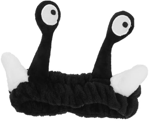 CLISPEED Bandeau Maquillage en Peluche Noir pour Fille, Léger et Doux, Protège Oreilles et Embellit Coiffure, pour Se Laver le Visage ou Prendre un Bain