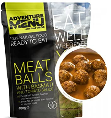 Adventure Menu - Fleischbällchen mit Basmatireis und Tomatensauce | 400 g | Gourment Mahlzeit für unterwegs & daheim