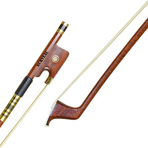 SURVEAL Professional Carbon Fiber Cello Bow Pernambuco Skin Covered Stick Natural Syberia Mongolia Horse Hair Premier String Instrument Part with Snakewood Frog Carved Acro de Violoncello (4/4) (4/4)