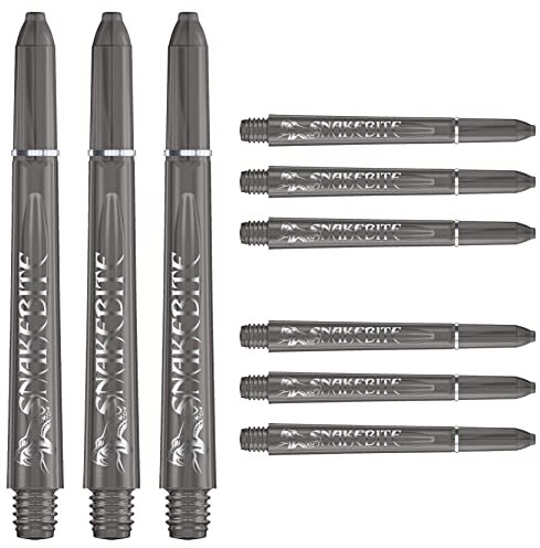 RED DRAGON Peter Wright Snakebite Signature Series Dart-Schäfte, mittelgroß, schwarz, getönt, 3 Sets pro Packung (9 Schäfte insgesamt), C711