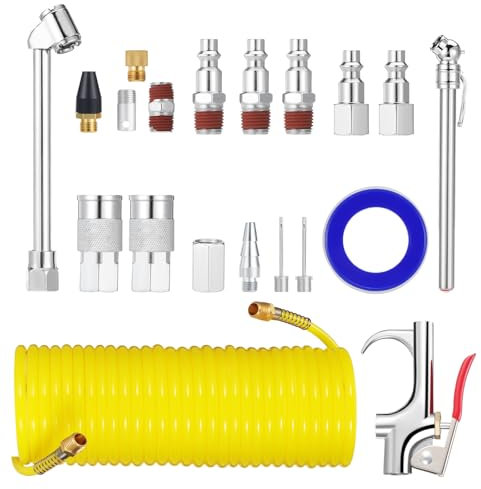 Fippy 20tlg Druckluft Set Luftkompressor Zubehör enthält Luftschlauch, Druckluftpistolen, Luftkompressor-Anschluss