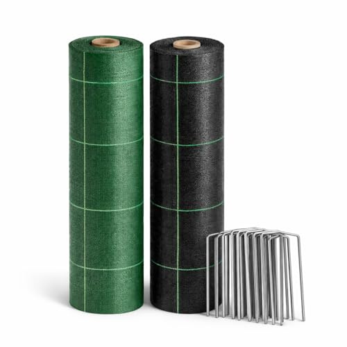Pinto FERRAMENTA Telo Pacciamatura 100 g/m² Professionale Anti Erbacce Tessuto Resistente Riutilizzabile Drenante Verde o Nero per Orto Giardino Aiuole e Uso Agricolo Anti UV (1X20mt, Verde)
