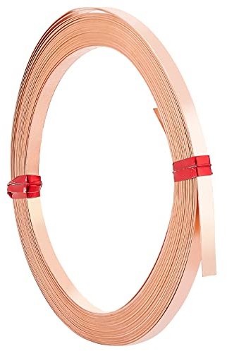 BENECREAT 32Gauge/0.2mm Fil de Cuivre Plat, Fil de Bijoux Résistant au Ternissement de Fil de Lunette Plat de 3 mm de Large pour la Fabrication Artisanale de Bijoux à Bricoler Soi-Même, 6m/Rouleau