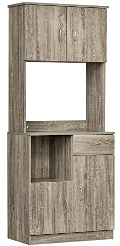 HOMCOM Credenza Moderna per Cucina o Sala da Pranzo, Mobile Buffet con Armadietti e Cassetti in Legno, Grigio, 71x41x178cm