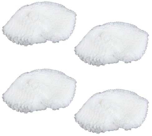 GroveEss 4 Pcs Microfibre Cloth Covers,Durable Washable Steam Mop Pads,White Reusable Hand Nozzle Cloth Replacements Steam Cleaner Accessories for Karcher Steam Cleaner SC1/SC2/SC3/SC4/SC5