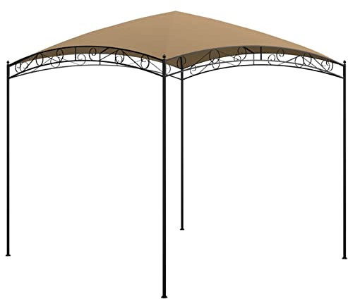 Gecheer Cenador de 3 x 3 x 2,65 m, color gris topo, 180 g/m², cenador de exterior, toldo, pérgola con tela, pabellón de jardín, carpa para fiestas, cenador para barbacoa, A313907