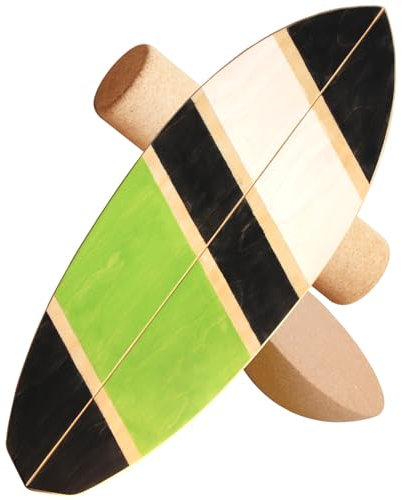 Holz Balance Board mit Rolle & Halbkugel - Balancierbrett für Gleichgewichtstraining - Kinder und Erwachsene - Inkl. Trainingsball & Anleitung