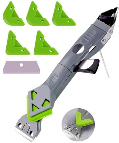 Aplicador Silicona Herramienta, 7 en 1, Kit De Calafateo, Herramienta Eliminador De Calafateo, 5 Almohadillas De Silicona Intercambiables, para Rasqueta Vitroceramica, para Baño De Cocina