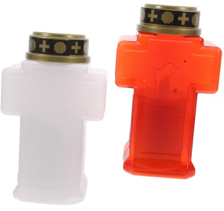 Operitacx 2 piezas Velas Electrónicas Eternas con y Jesús Luz LED para Cementerio y Jardín Decoración Conmemorativa para Eventos y Ambientes