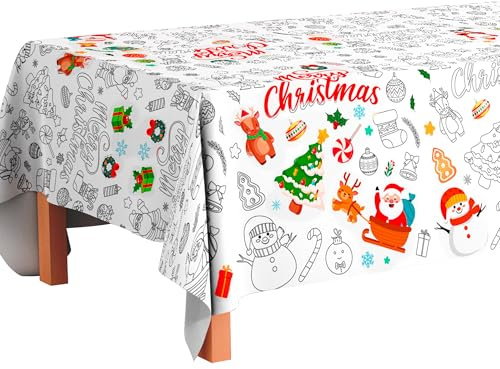 Pappersduk för färgläggning jul, 137 x 274 cm julpapper bordsduk att färga, jul pysselaffisch jul målningsduk barn dekoration