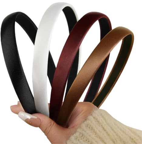Auroriel 4 delar pannband för kvinnor halkfria tunna satin hårband mode hårband för kvinnor söt vintage håraccessoarer