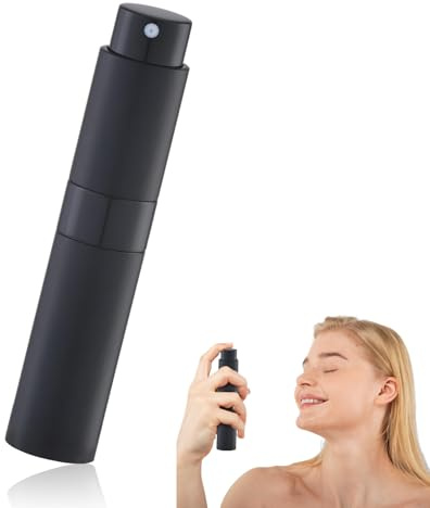 AFIODA 10ml Perfume Atomizer Refillable Travel Spray Bottle - Leak-Proof Mini Cologne Scent Atomiser, Portable Aluminum Glass Spray Case for Fragrance & Aftershave (Black)