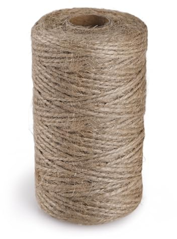 GeeRic Ficelle de Jute 100m, Corde de Chanvre à 3 Brins - 2 mm, Ficelle Epaisse Brun Naturel, Ficelle de Boucherie en Coton de Qualité Alimentaire pour Jardinage, Bricolage, DIY et l'emballage Cadeau